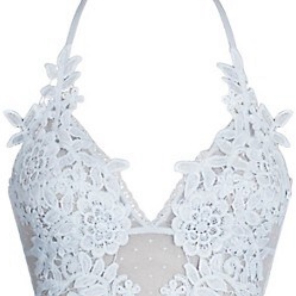 In Bloom Magnolia Floral Lace Haler Spring Summer Teddy Pale Blue S New w Tags - Picture 3 of 3